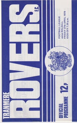 Tranmere Rovers v Walsall Match Programme 1979-04-27